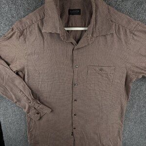 Lanvin Collection Button Up Long Sleeve Soft Brown Flannel Lightweight 105 ****